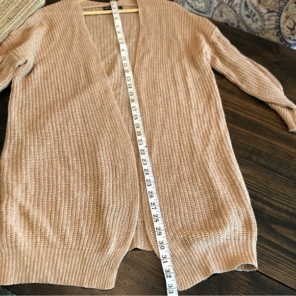 Shein Open Neutral Oatmeal Cozy Cardigan Sweater Balloon Sleeves Women’s 4 - Picture 4 of 8